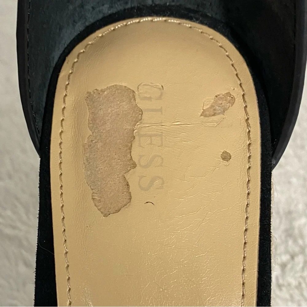 Guess Hidy Black Suede Espadrille Wedges Women’s Size 10M